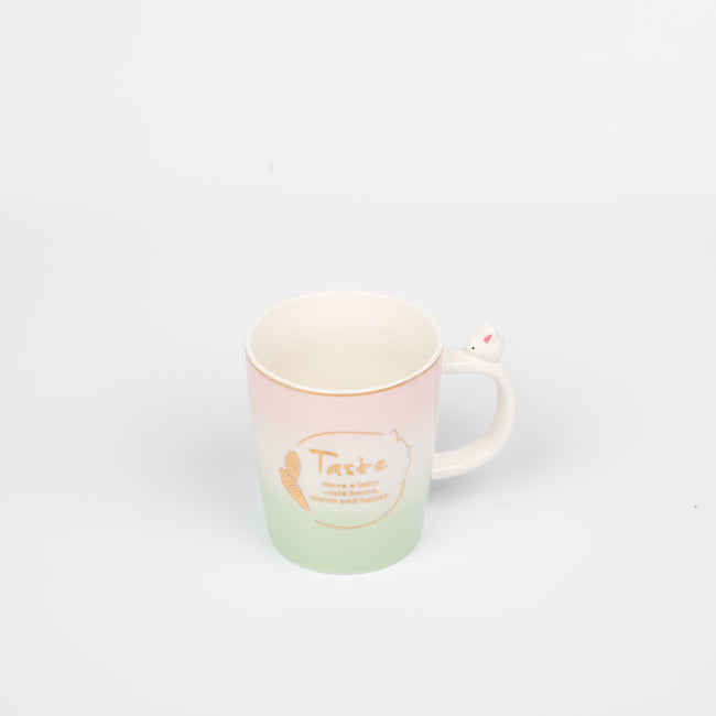 1NOM Rabbit & Carrot Ceramic Mug 400ml - Pink & Green
