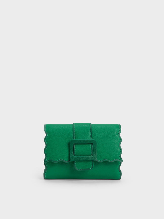 CHARLES & KEITH Waverly Scallop-Trim Wallet Green