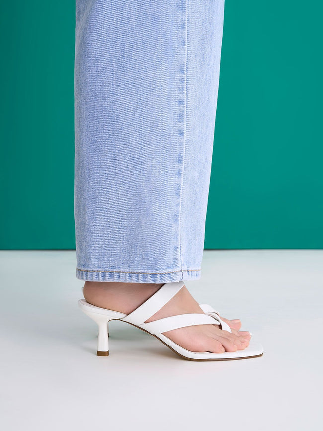 CHARLES & KEITH Asymmetric Toe Ring Heeled Sandals White
