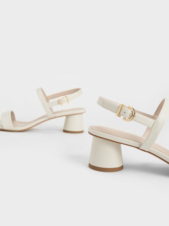 CHARLES & KEITH Cylindrical Heel Back Strap Sandals Chalk
