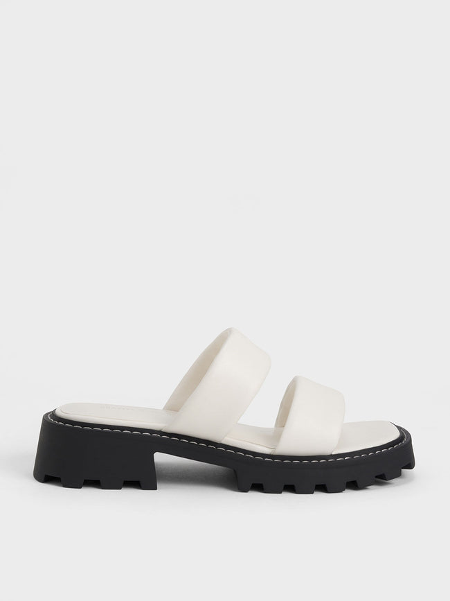 CHARLES & KEITH Padded Double Strap Sliders White