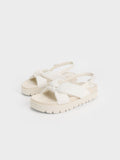 CHARLES & KEITH Nylon Knotted Flatform Sandals White