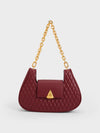 CHARLES & KEITH Quinlynn Curved Shoulder Bag Burgundy