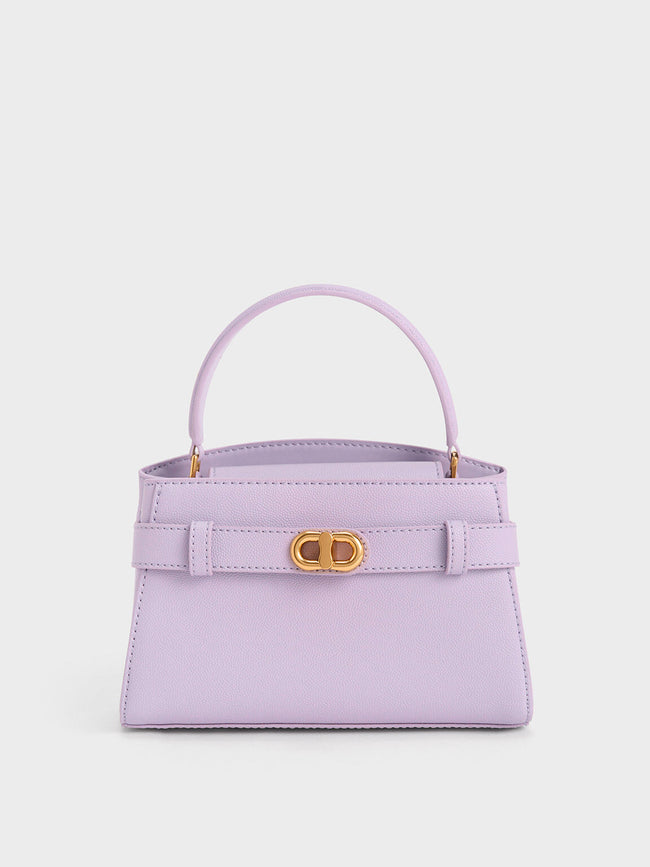 Lilac Aubrielle Metallic-Buckle Top Handle Bag - CHARLES & KEITH US