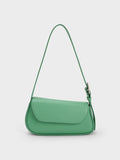 CHARLES & KEITH Petra Asymmetrical Front Flap Bag Green