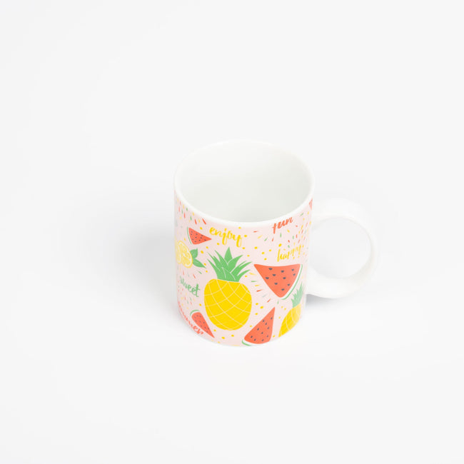 1 NOM Summer Fruits Ceramic Mug - Pineapple & Watermelon