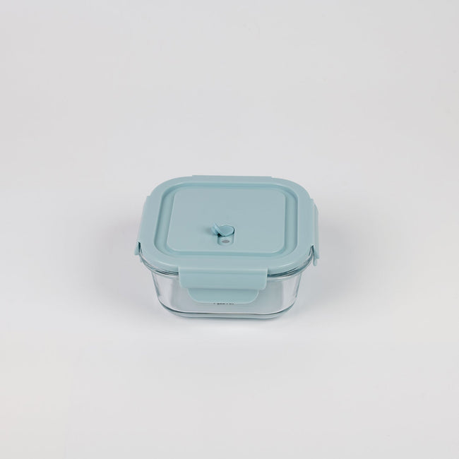 1 NOM Square Glass Food Storage Container 520ml - Blue