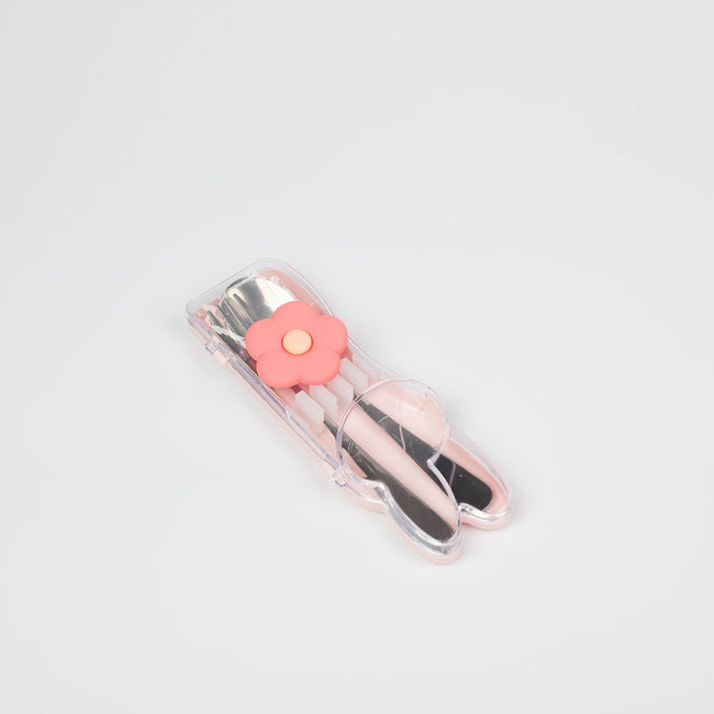 1 NOM Rabbit & Flower Cutlery Set - Pink