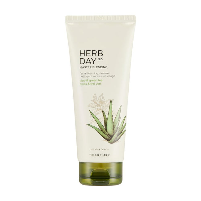 THEFACESHOP HERBDAY 365 MASTER BLENDING FACIAL FOAMING CLEANSER ALOE&GREENTEA(GZ)