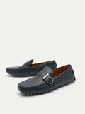 PEDRO MEN Leather Driving Moccassins with Adjustable Strap Navy PM1-65980264
