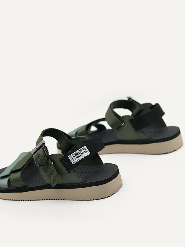 PEDRO MEN Nylon Strap Barcode Sports Sandals Military Green PM1-85110409