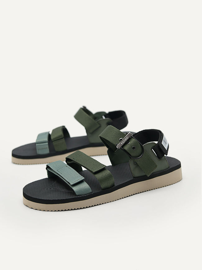 PEDRO MEN Nylon Strap Barcode Sports Sandals Military Green PM1-85110409