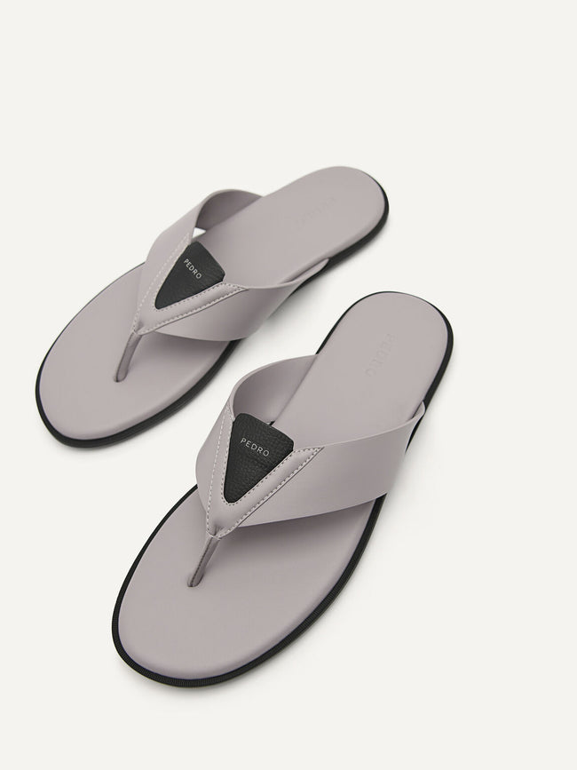 PEDRO MEN Synthetic Leather Thong Sandals Grey PM1-86380138