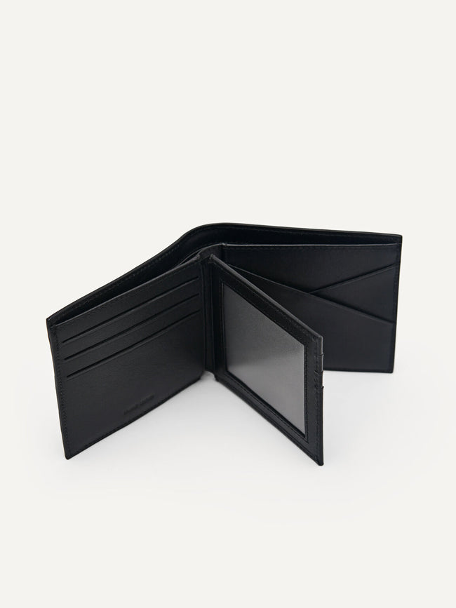 PEDRO MEN Leather Bi-Fold Flip Wallet Black PM4-16500071