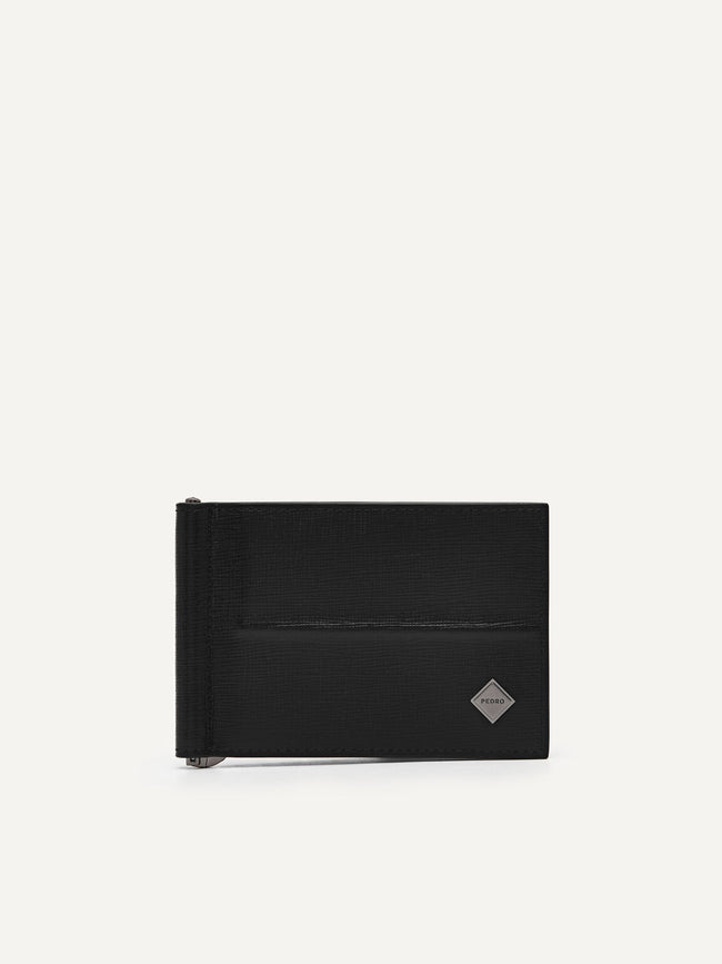 Pedro Embossed Leather Bi-Fold Money Clip PM4-25940093 Black